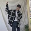 Men's Trendy Korean Plaid Cardigan Sweater Jacket - Spring/Autumn Style