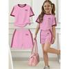 Kids Clothes Girls, 2pcs Set, Easy Bow Print Short Sleeve T-Shirt And Shorts Set, Suitable for Spring and Summer, Y2K Fashion