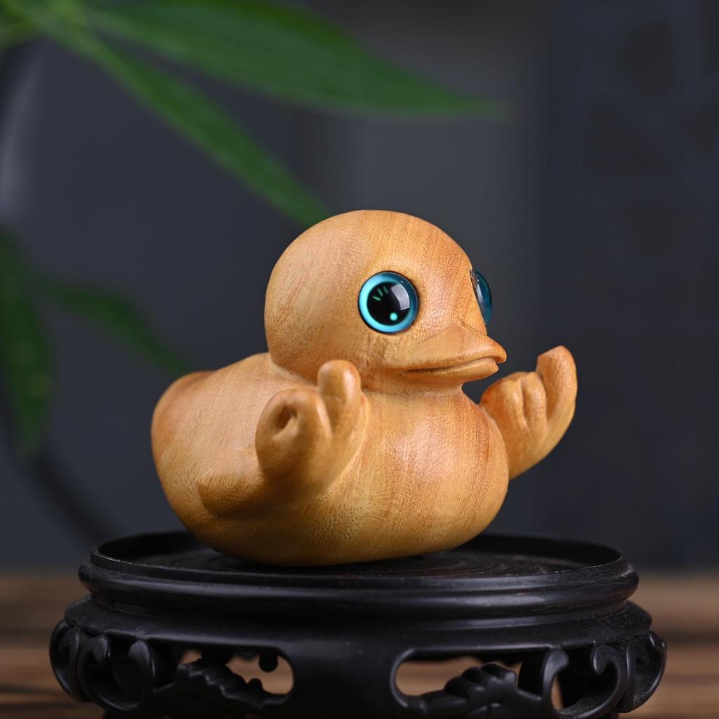 Hand-Carved Middle Finger Yellow Duck Desktop Ornament
