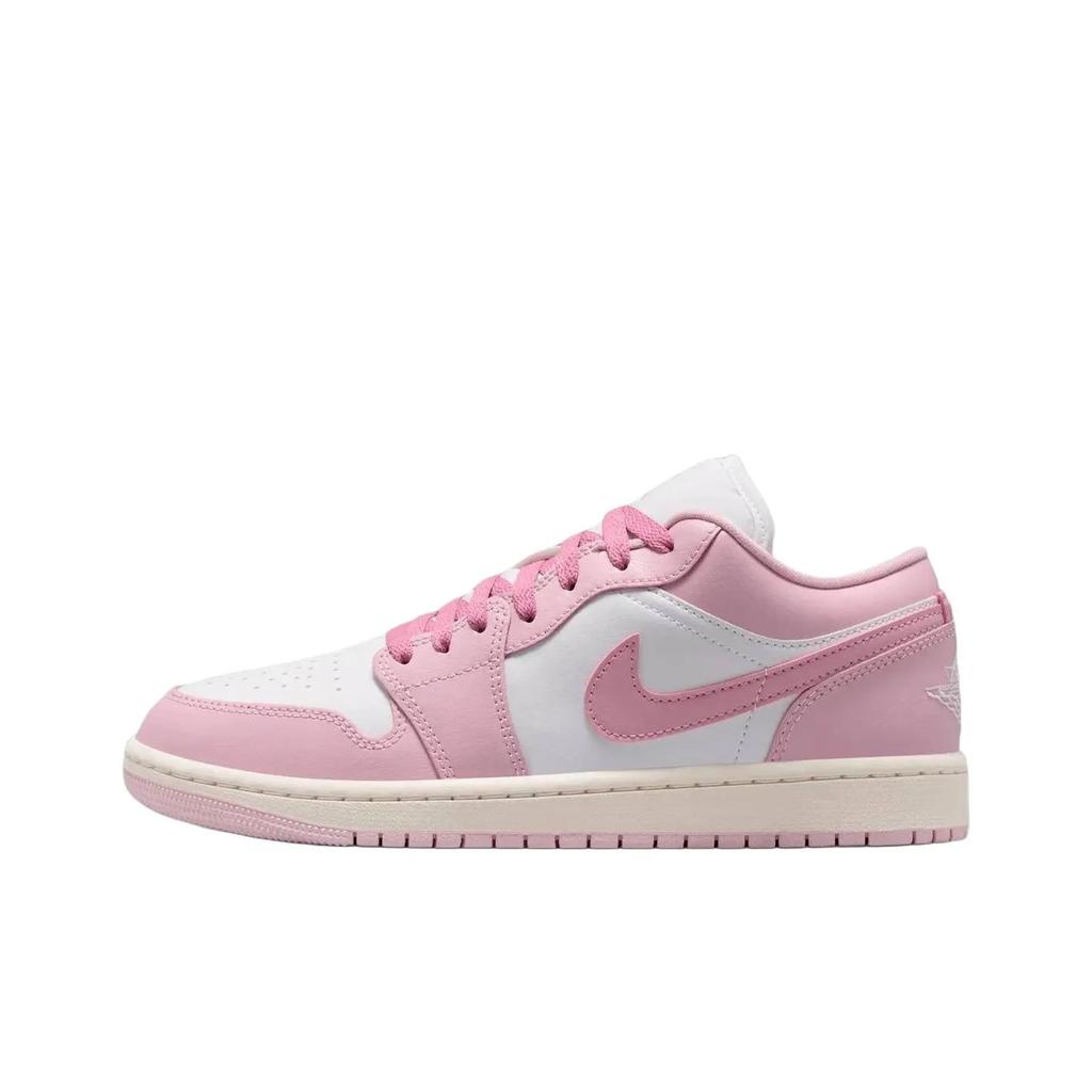 Jordan Air Jordan 1 Pink Cat Paw Cushioning Slip Resistant Abrasion Resistant Low top Vintage Basketball Shoes Women's DC0774-607 (Team1335-)