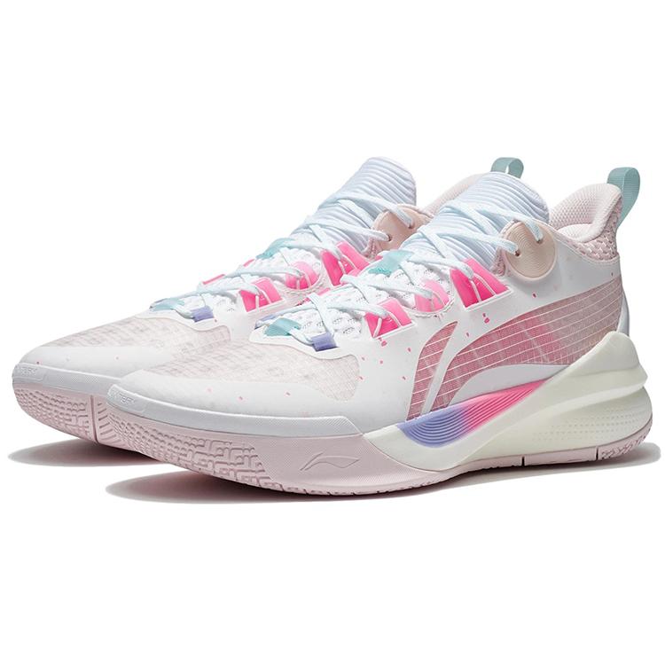 New LiNing Sonic 10 Team Cushioning Anti Slip And Wear Resistant Coverage Support Low Top Basketball Shoes Men's White Pink ABPS015-2