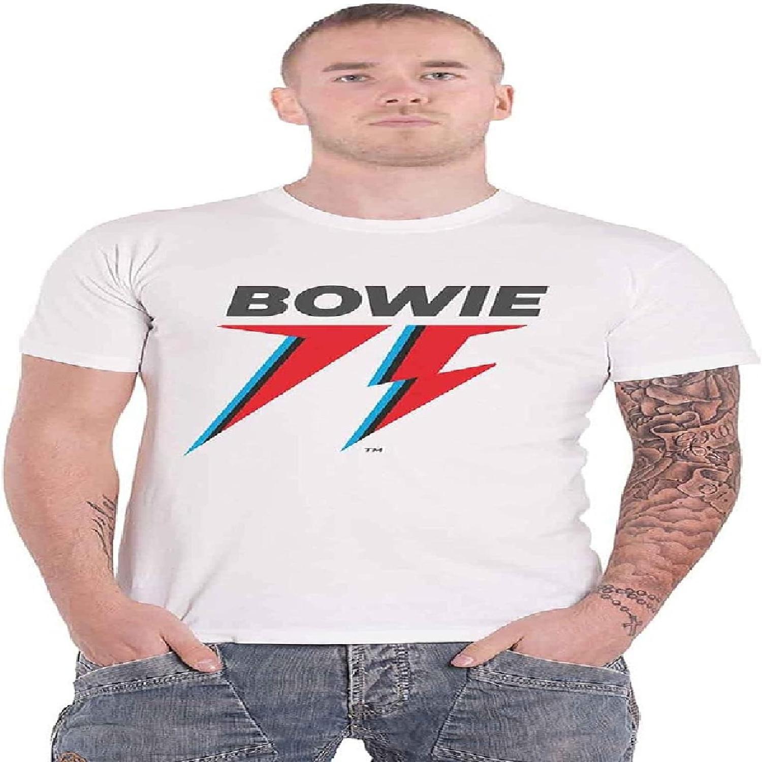 David Bowie T Shirt 75Th Flash Logo New Official Mens White S