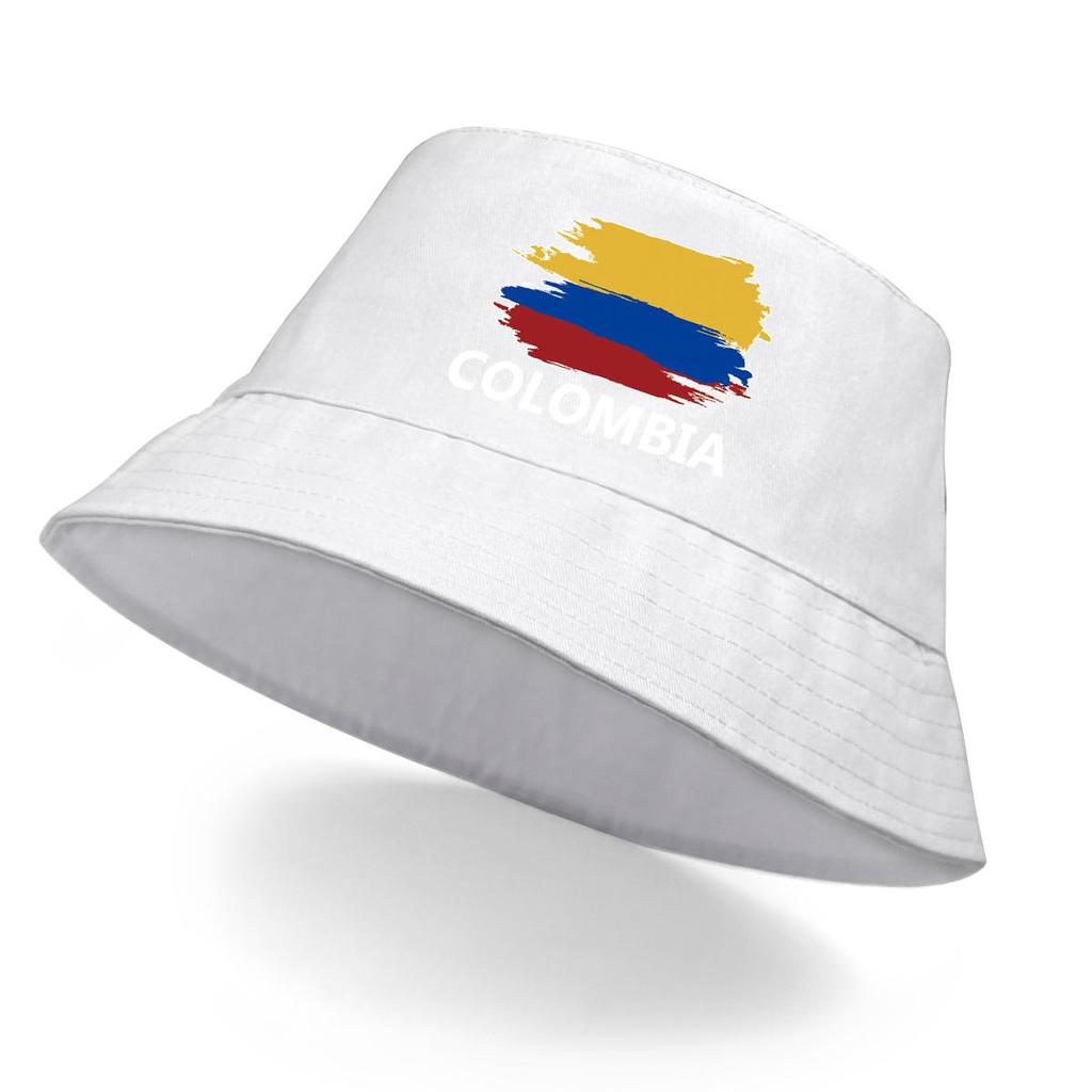 Colombia Flag Print Bucket Hat , Patriotic Men's Cap Hip Hop Polyester Summer Basin Hat