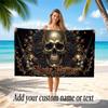 Skull Gothic Theme Beach Towel Personalized Custom Name & Text Soft Quick Dry Beach Towel for Swimming Travel