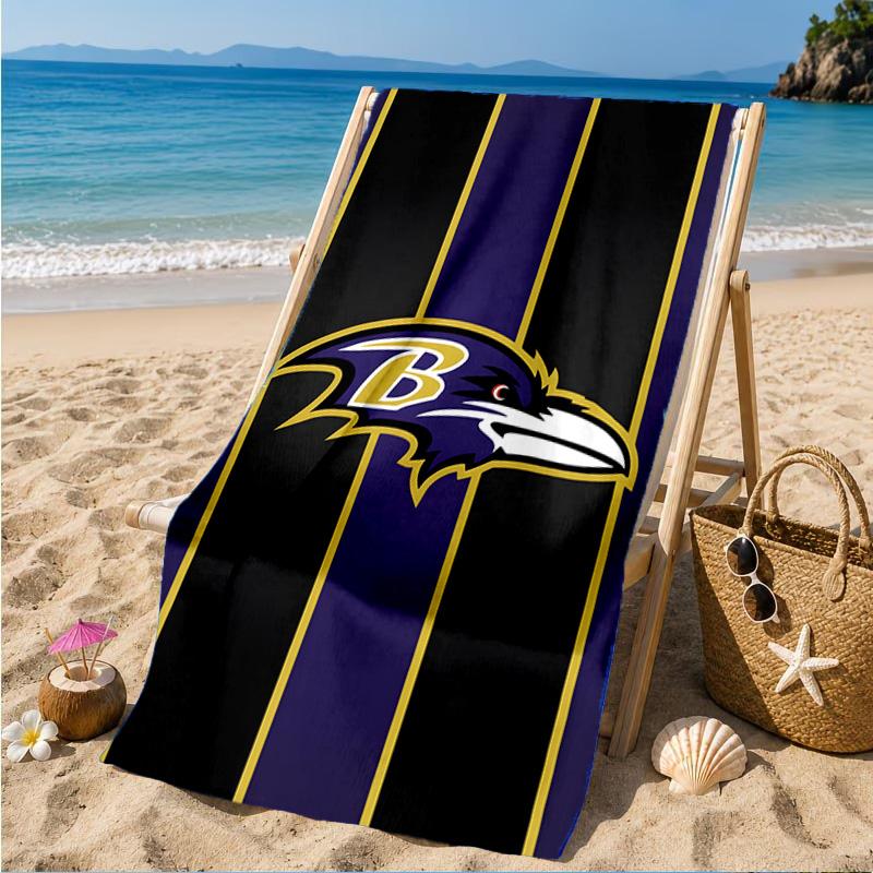 Football Ravens Logo Beach Towel, Microfiber Beach Towel, Perfect For Pool, Beach, Travel, Home Decor Beach Party Fan Gifts