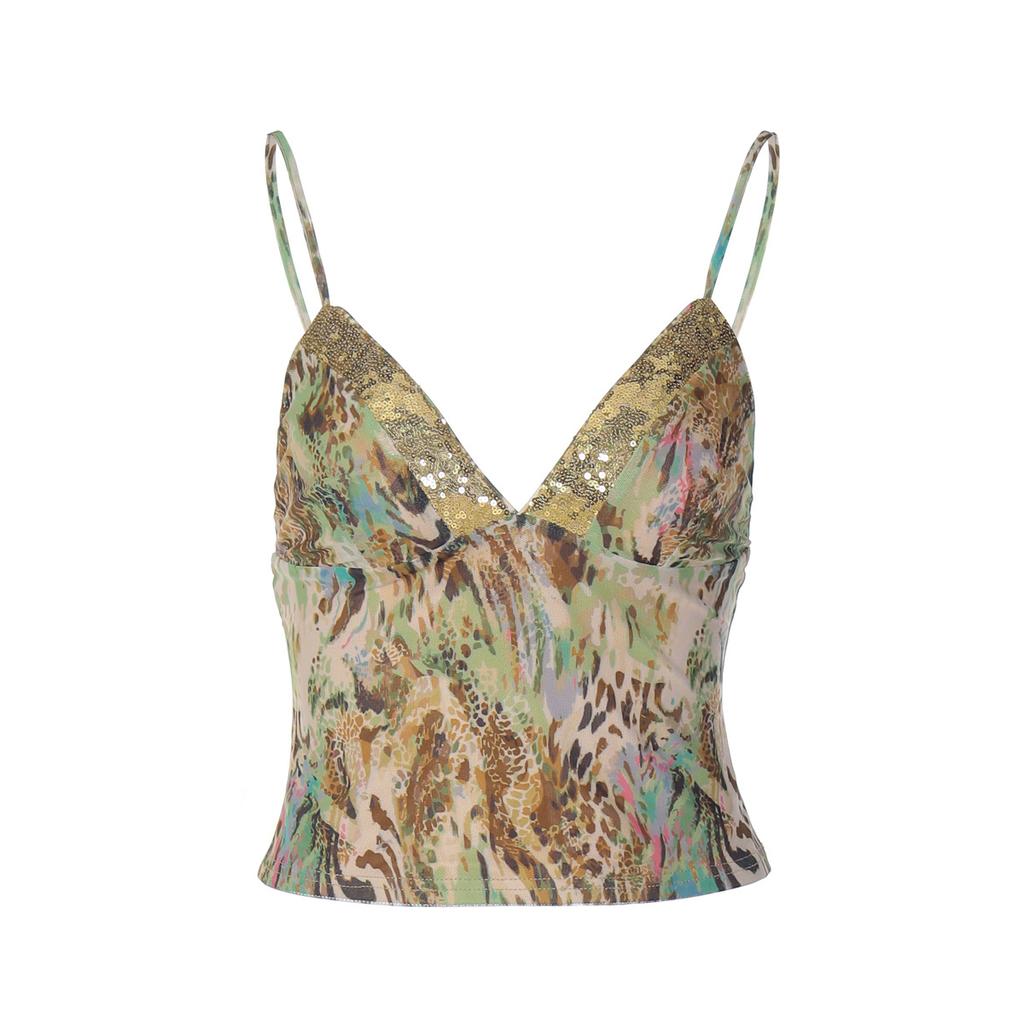 European and American women's clothing autumn new products sexy lace splicing deep V slim backless suspender small vest wholesale