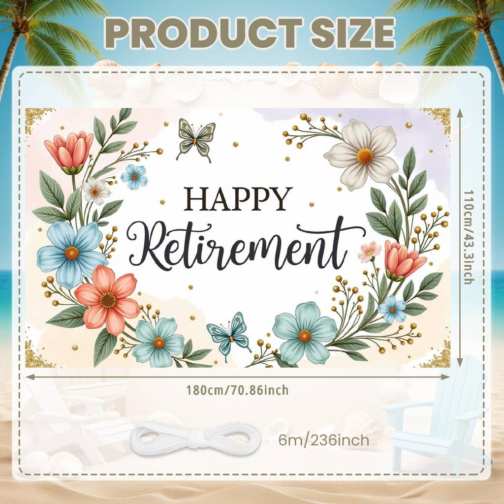 Retirement Backdrop Nature-inspired Party Display Retirement Display Butterfly Design Celebration Backdrop For Retirement
