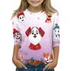 Christmas Children's 3/4 Sleeve Tops Casual  Printed Daily T Shirt Round Neck Pullover Blouse
