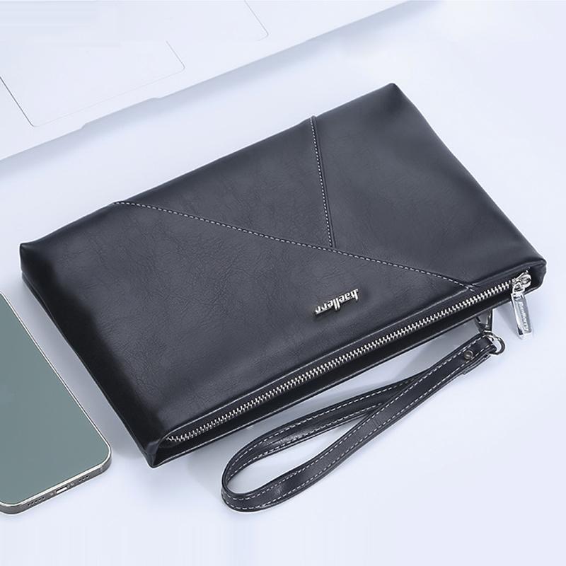 Men'S Soft Leather Wallet Long Purse Men Clutch Bag Large Capacity Zipper Wallets