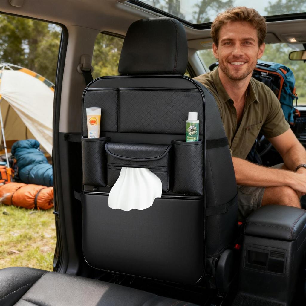 Back Of Seat Organizer Large Capacity Travel Accessories Kick Mats Back Seat Protector For Trailer Truck Sedan Pickup Tablets