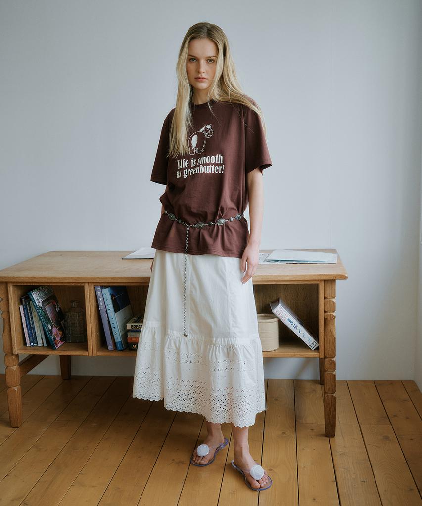 Green Butter Meadow Lace Skirt (Ivory)