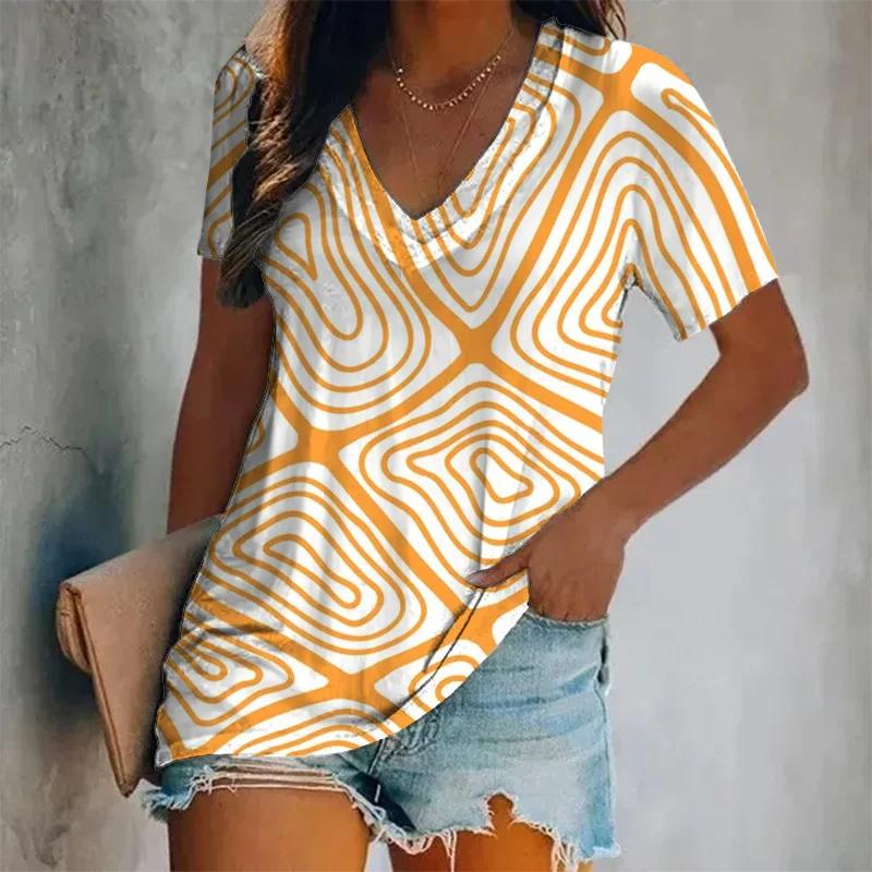 New Summer Women Vintage T-shirt Leopard Print V-Neck Tops Tees Female Fashion Short Sleeve Clothing Ladies Daily Casual Outfit