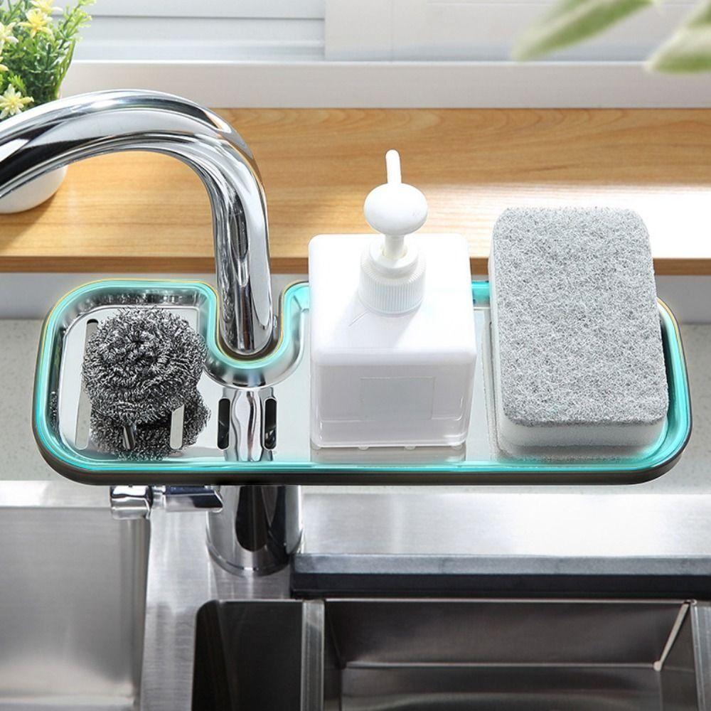 Adjustable Faucet Rack Anti-Rust Draining Rack Soap Box Sink Rack  Dish Cloth Storage