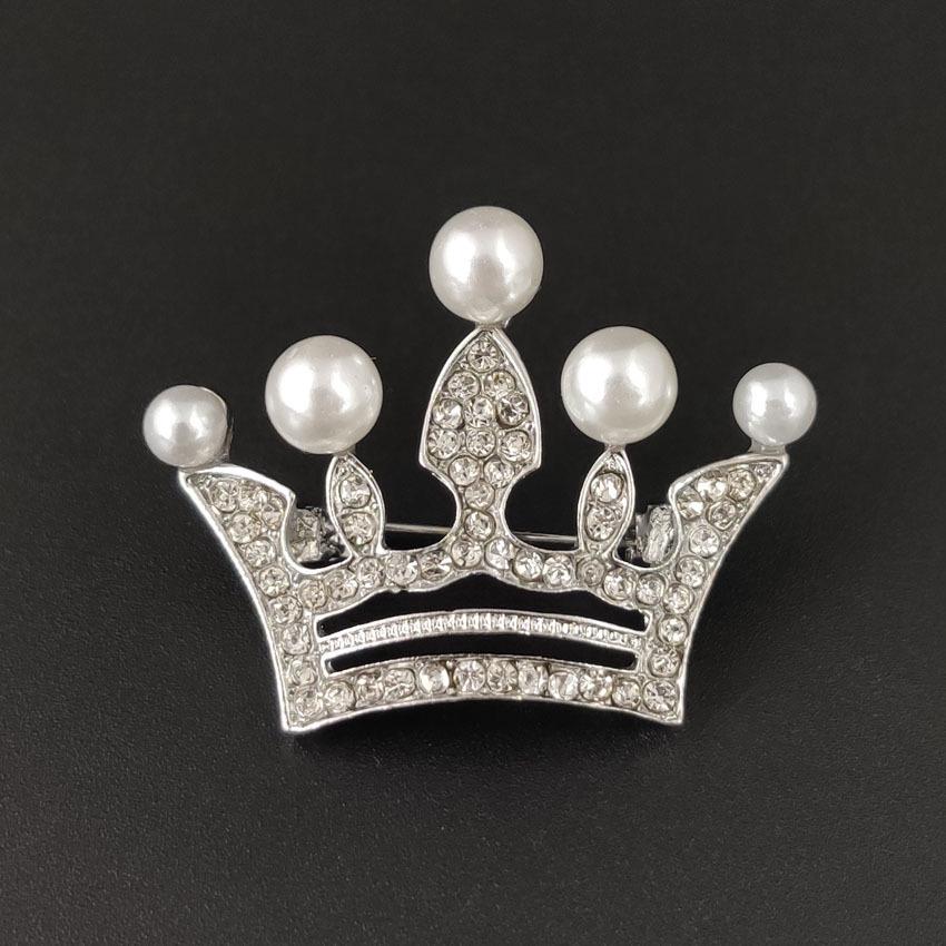 Korean Alloy Rhinestone Crown Brooch for Professional Wear