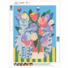 DIY 5D Diamond Art Kit Cute Cat and Flower Vase Pattern Full Drill Canvas Creative Craft for Modern Living Room Decor