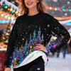 Women's Fashion Casual Long Sleeve Christmas Printed Round Neck Plus Velvet Thickened Sweatshirt