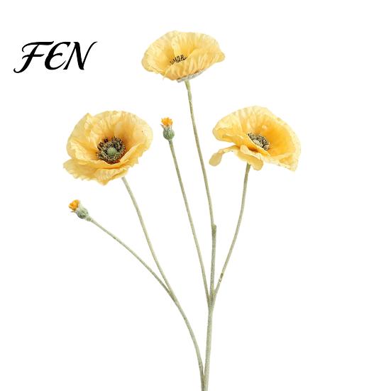 Artificial Orange Floral Arrangement 5 Heads Poppies Flowers with Stems, Silk Fake Flowers, Lifelike Faux Bouquet for Wedding Table Arrangements Party