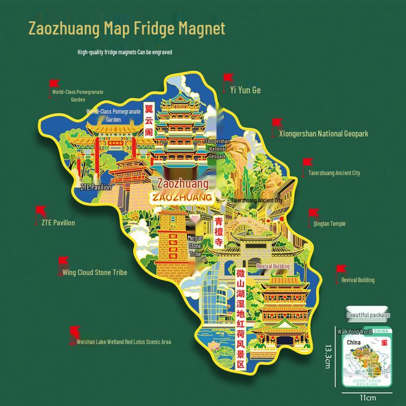 Binzhou Gelber Fluss Turm Magnet, Haifeng Pagode & Zhonghai Park. Kulturtourismus-Geschenk.