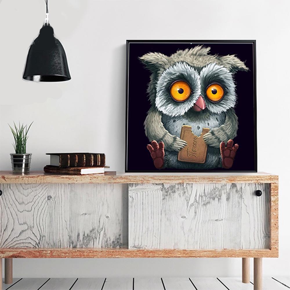 

HUACAN 5D алмазная живопись сова DIY алмазная живопись животное алмазная вышивка крестиком набор украшений 30*30 cm