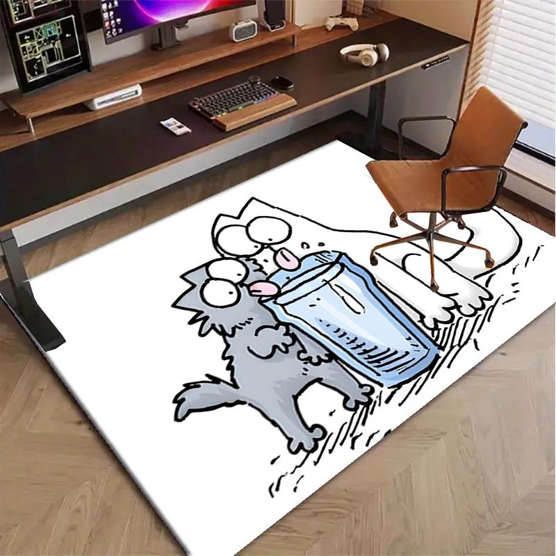 Simon's cat Polyester Carpet, Soft Indoor Mat for Office Chair, Living Room, Computer Desk - Decorative Home Office Rug Design