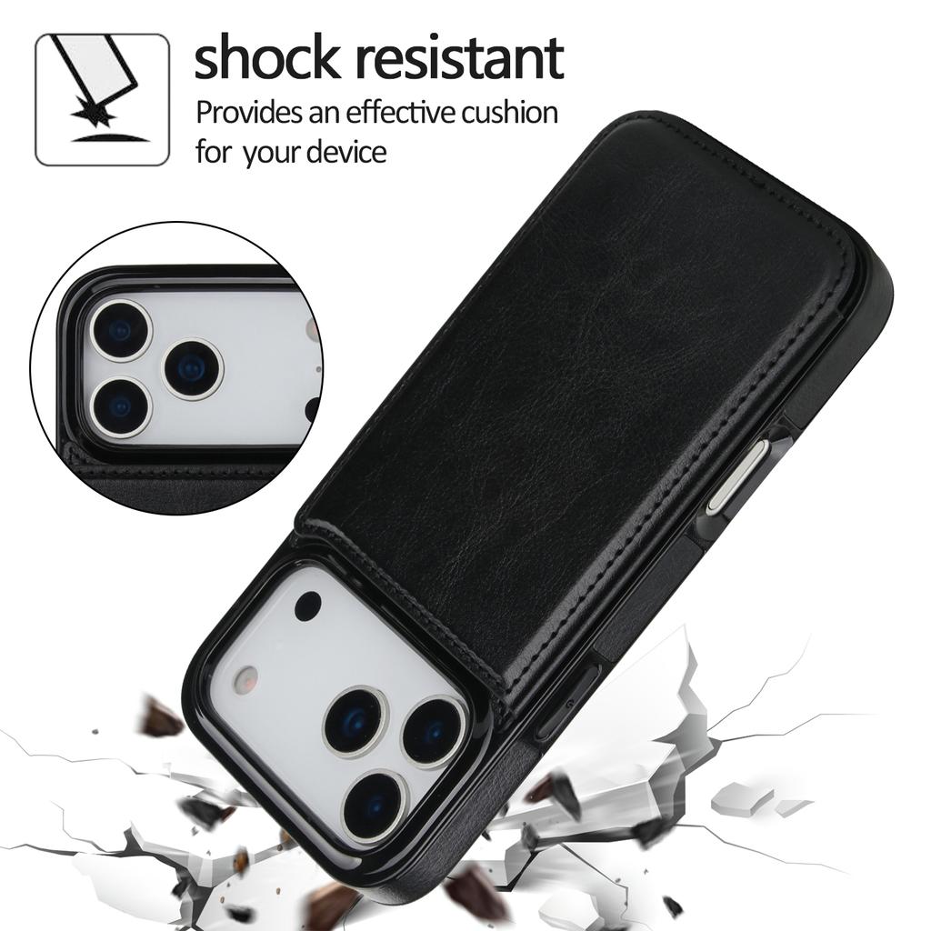 Leather Case for For IPhone 16 Pro Max 17 Air 16e 15 Plus 14 13 Mini 12 11 7 8 Xs Xr SE 3 Double Buckle Flip Card Holder Wallet