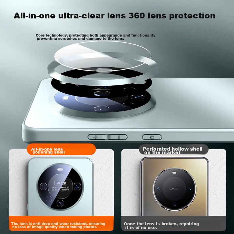 Phone Case for Huawei Mate60 And Mate60E, Color-Block Electroplated Frosted Protective Case with Full Lens Coverage And Shock Protection, Black