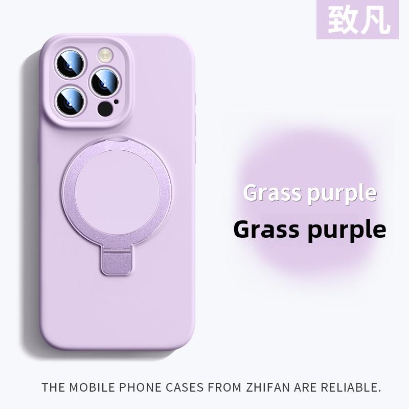 Magnetic Adsorption Liquid Silicone Case with Stand for Apple 16 Pro Max, Shockproof Full Cover for iPhone 15 13 PM