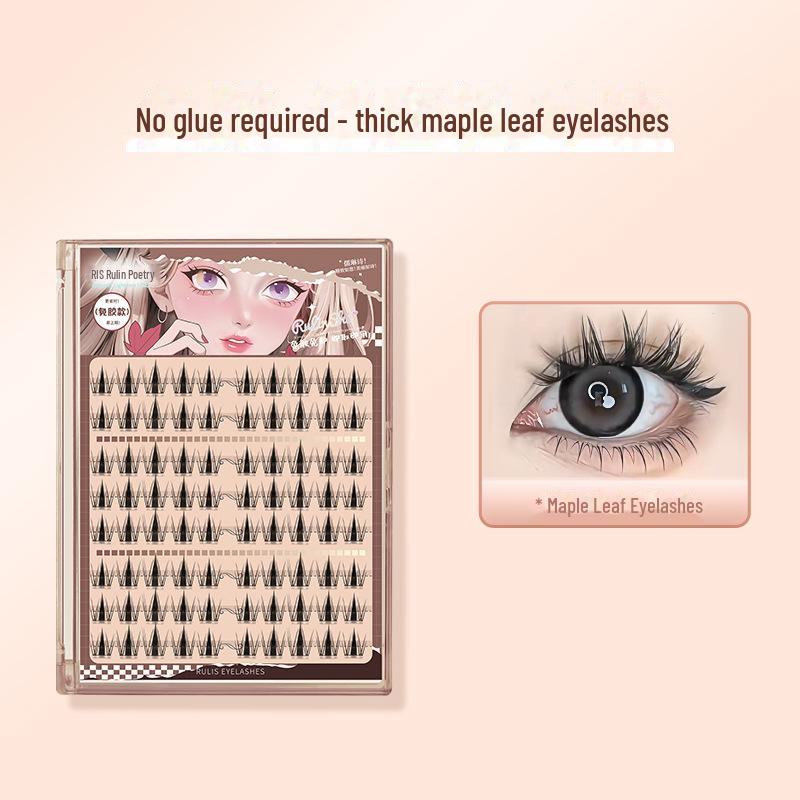 5D Baby Curve Glue-Free False Eyelashes - Supernatural, Easy-Apply, Comic Style, Single Cluster Segmentation.