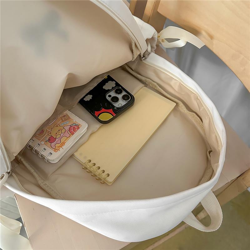 Zaino con Ricamo a Fiocco Pizzo di Nylon Borsa Scolastica per Studenti