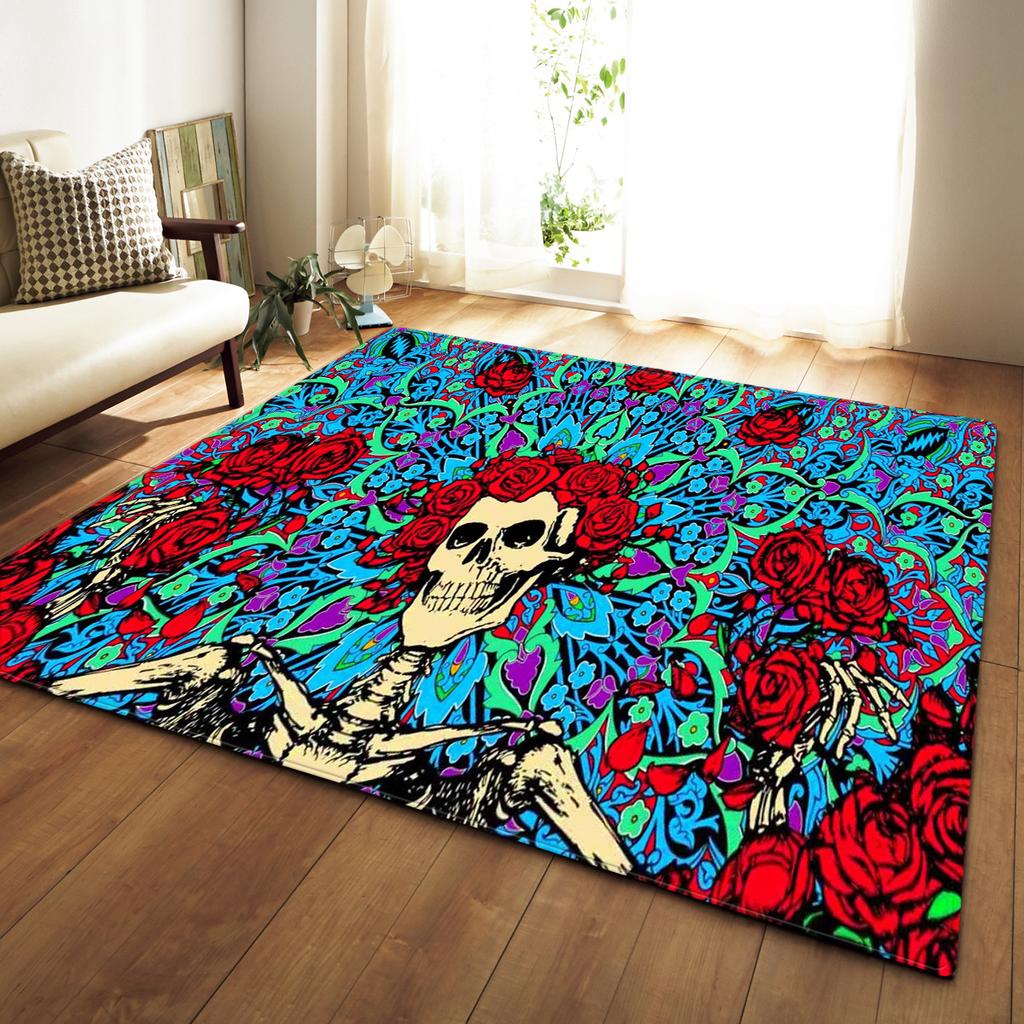 Skull Living Room Carpet Bedroom Dining Room Floor Mat Pattern Size