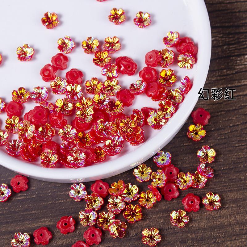 10pcs AB Magic Color Five Petal Shell Flower Receptacle DIY Hairpin Bracelet Earrings Material
