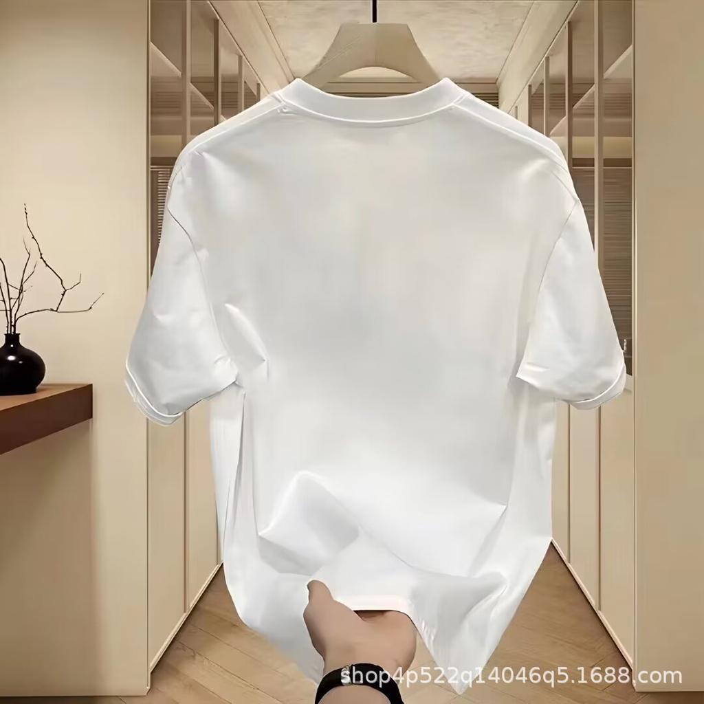 Creative Printing Pure Cotton Short-Sleeved T-Shirt Men'S Trendy Brand Ruffian Handsome Half-Sleeved T-Shirt Summer Casual Half-Sleeved