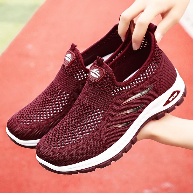 Shoes women's shoes versatile summer breathable hollow mesh shoes one pedal mother shoes soft sole not tired feet casual shoes