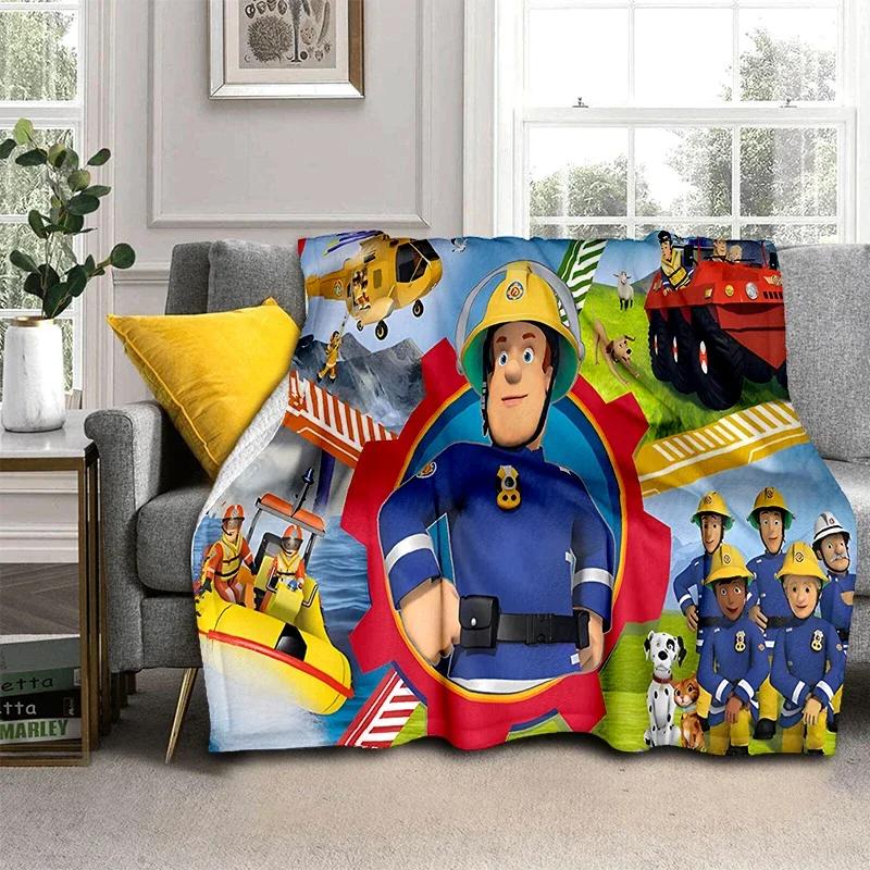 Fireman Sam Throws Blankets Kids Super Soft Warm Cartoon Flannel Blanket for Travel Bedding Couch Sofa Bed Blanket For Gifts