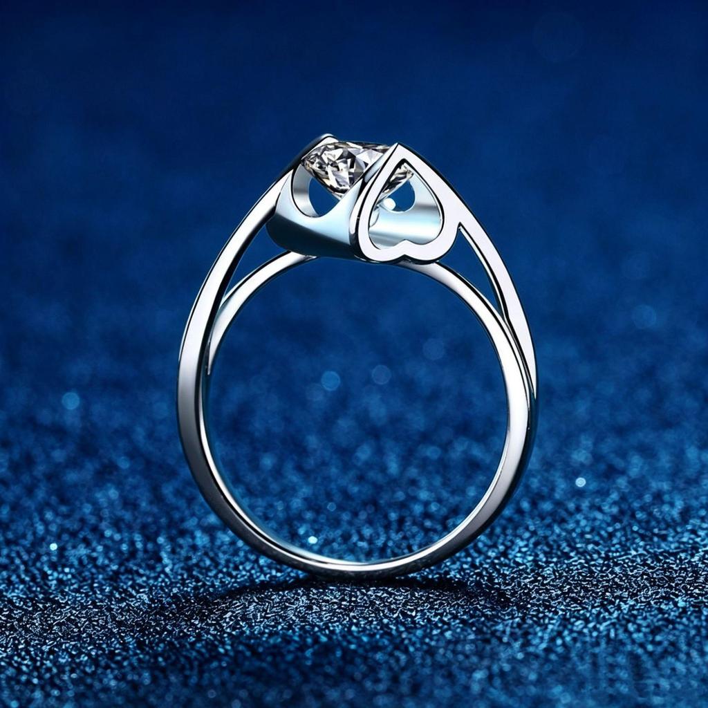 S925 Sterling Silver Women's Angel's Kiss 1 Carat Moissanite Ring