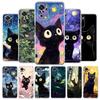 Phone Case For Xiaomi Redmi Note 14 13 12 5G 9 8 10 11 Pro Plus 4G 9T 13C 12C 10C 9C 9A Cover Artistic Black Cat Starry Night