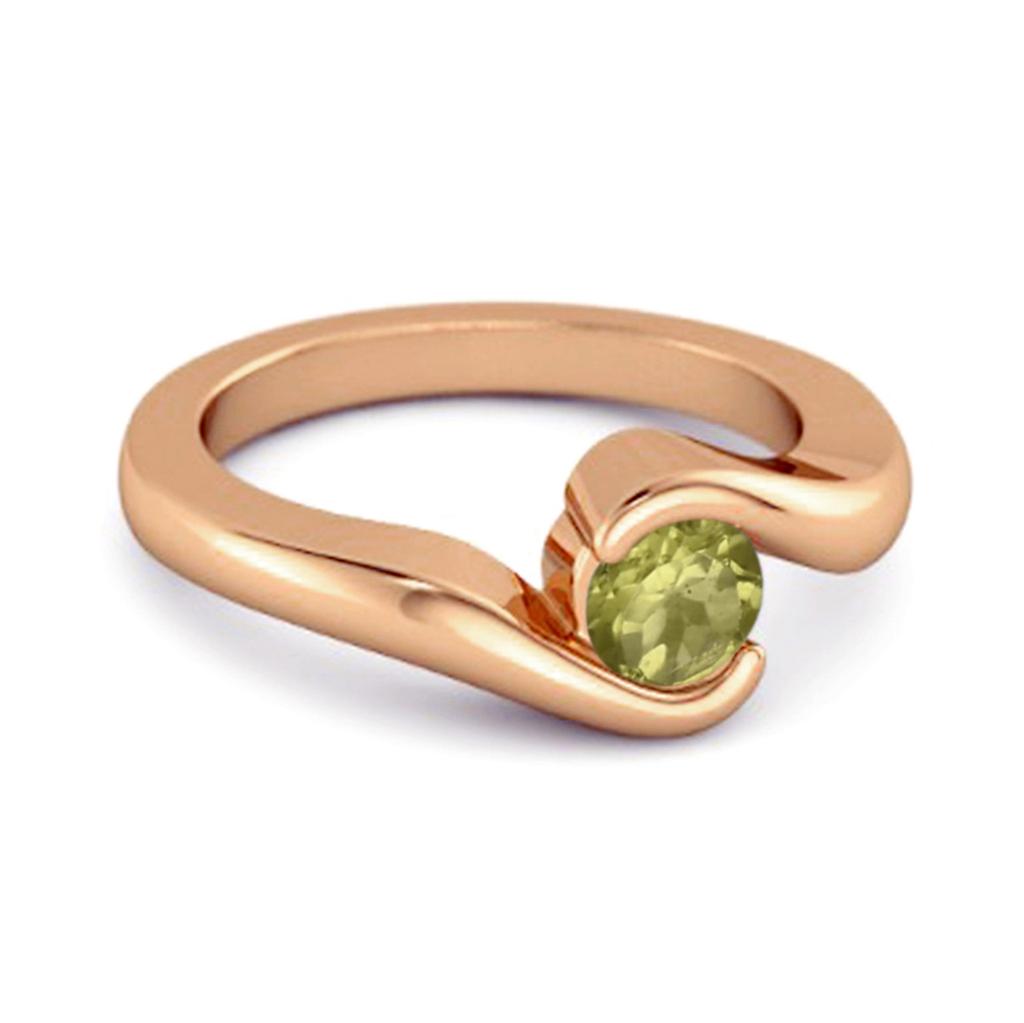 Peridot Modern Bypass Band Ring - 925 Sterling Silver Rose Gold Vermeil