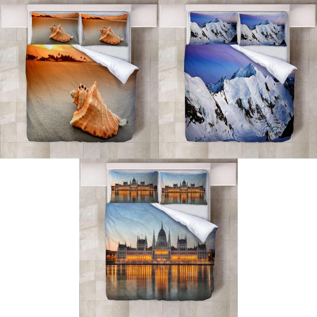 3D High Definition Digital Gedrucktes Bettwäscheset Polyestermaterial Moderner Stil 3-teiliges Spannbettlaken-Set