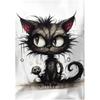 Summer Women's Short Sleeved Cartoon Messy Cat Pattern Printed Comfortable White T-shirt Fashionable Casual Round Neck