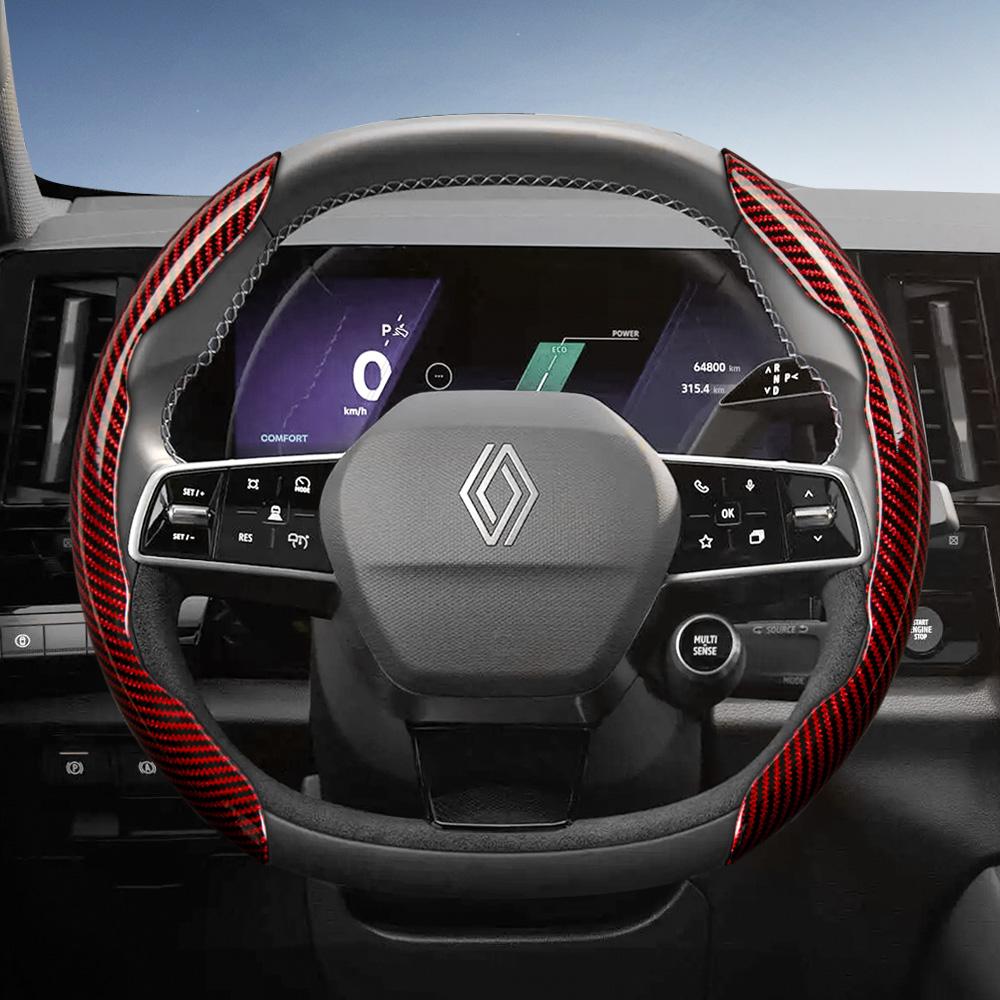 EXHN9 Suitable for Renault Carbon Fiber Texture Steering Wheel Cover with Segmented Quick-Release Design Sandero Clio Duster 
