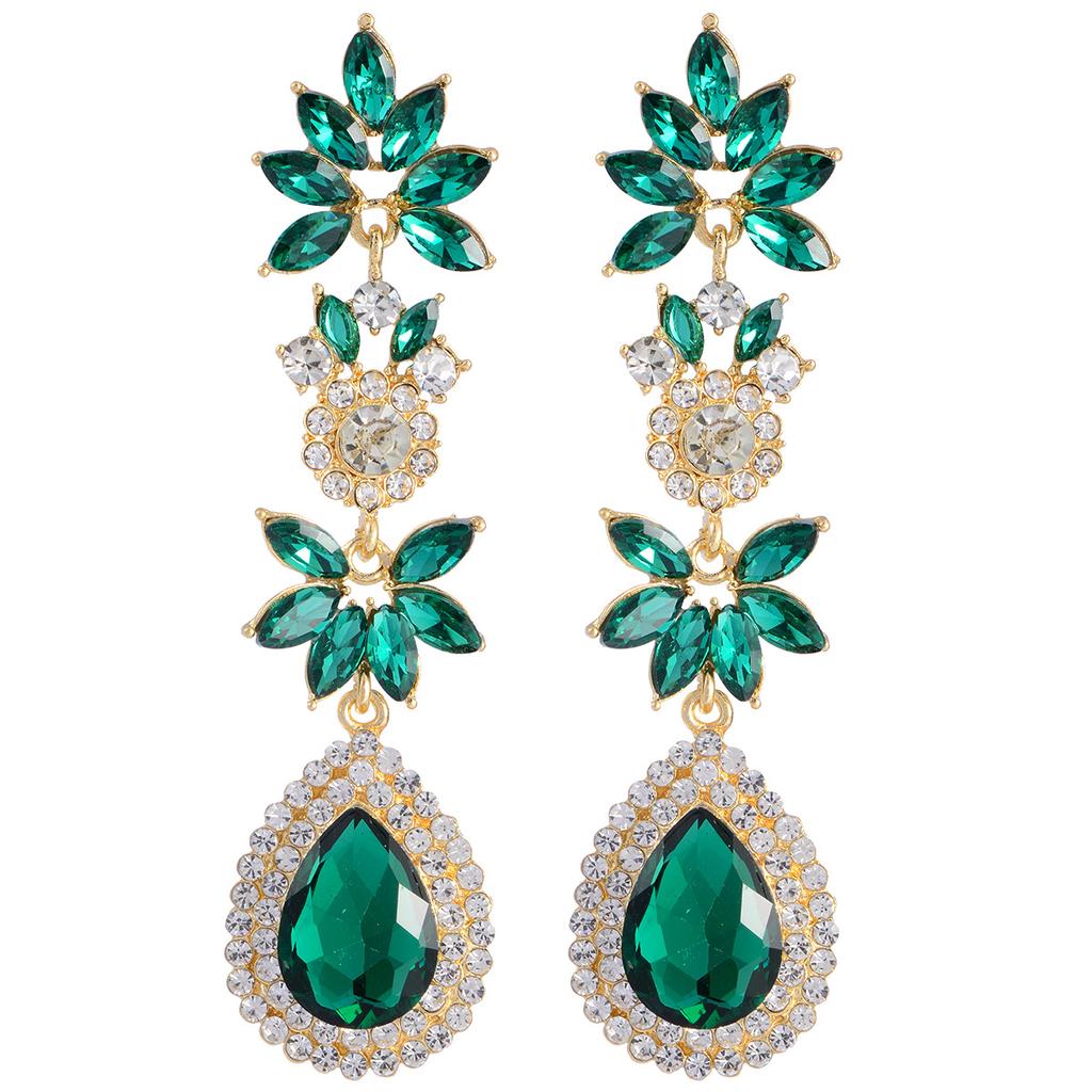 Wedding Bridal Earrings Women's Fashion Long Flower-style Teardrop Dangle Earrings