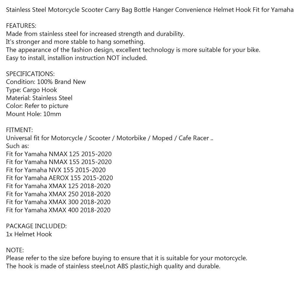 Edelstahl Helmhaken Flaschen Gepäckträger Für Roller Motorrad Universal