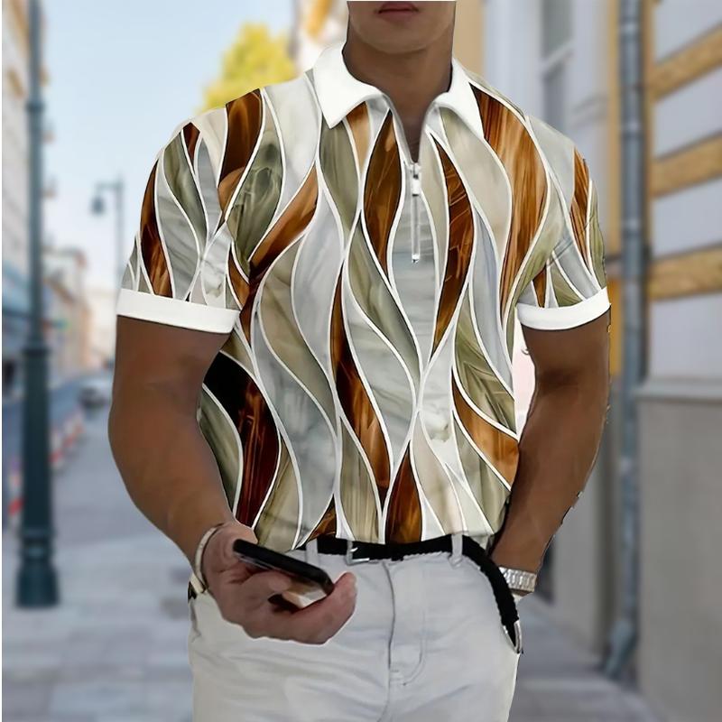 

Мужская рубашка поло повседневная на молнии с коротким рукавом модная повседневная на молнии летняя весенняя рубашка стандартного кроя с принтом листьев 3D XS синий