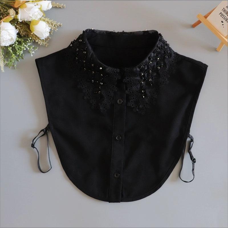 

Элегантная рубашка с лацканами из бисера и ложным воротником, женская белая кружевная рубашка с ложным воротником, женская шифоновая съемная рубашка с воротником-стойкой