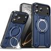 Apple iPhone 16/15/14 Pro Max Magnetic Rotating Stand Case - Drop-proof Solid Color Protective Cover