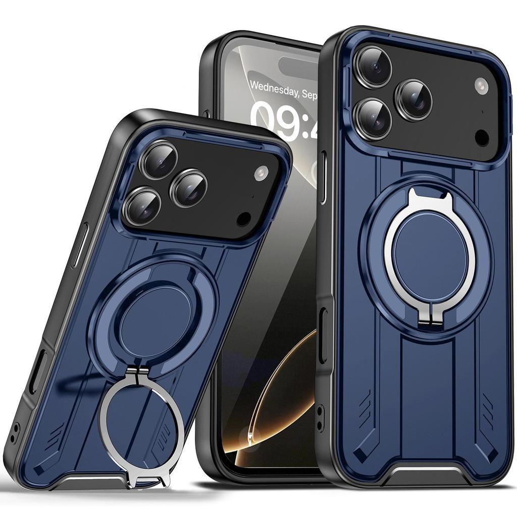 Apple iPhone 16/15/14 Pro Max Magnetic Rotating Stand Case - Drop-proof Solid Color Protective Cover