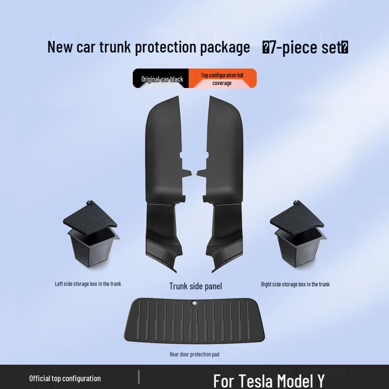 Tesla Model Y Trunk Side Panel Suede Pad Interior Modification