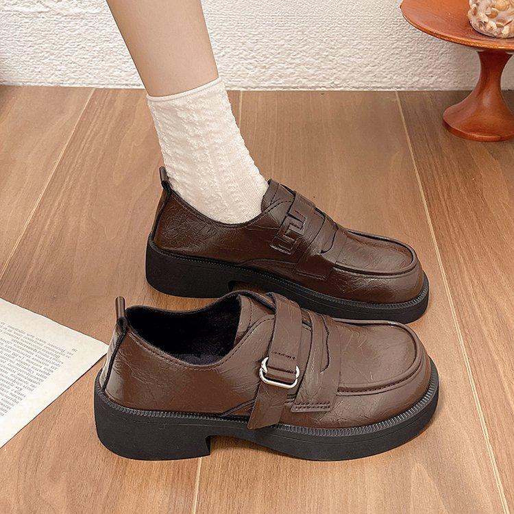 Platform British style small leather shoes 2025 new spring and autumn versatile loafers one-pedal single shoes heightening Mary women's shoes