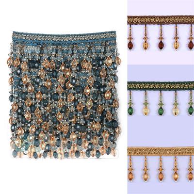 1 Meter Crystal Beaded Curtain Edge Sewing Fringe Tassel Trimming Upholstery Wedding Decor Elegant Lace
