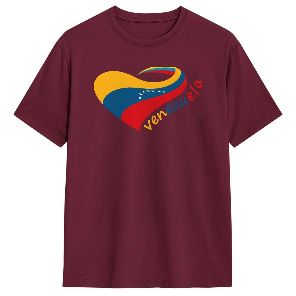 Unisex Heart Of Venezuela T Shirts  Cotton Tops Summer YK Funny Short Sleeve TShirt Crew Neck Harajuku Casual Tee Shirt